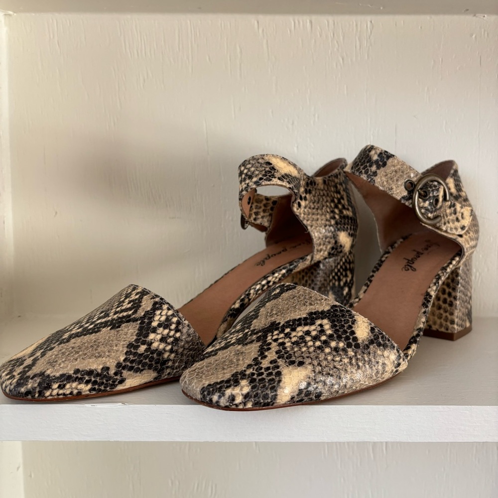 Free People Snake Skin Block Heel and Ankle Strap Size 40 or Size 9